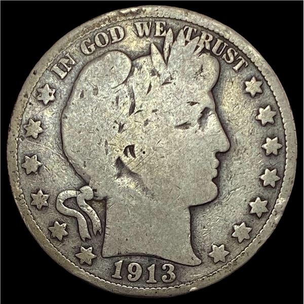 1913 Silver Barber Half Dollar LIGHTLY  CIRCULATED