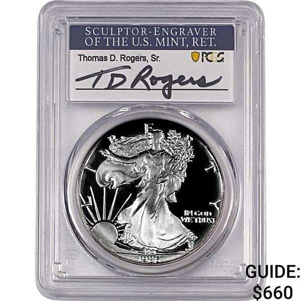 1986-S Silver Eagle PCGS PR70 DCAM Thomas D Rogers