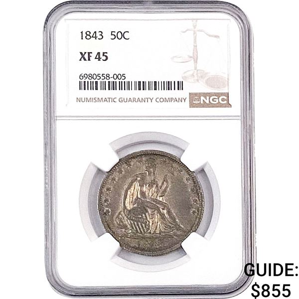 1843 Seated Liberty Half Dollar NGC XF45