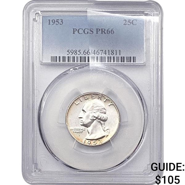 1953 Washington Silver Quarter PCGS PR66