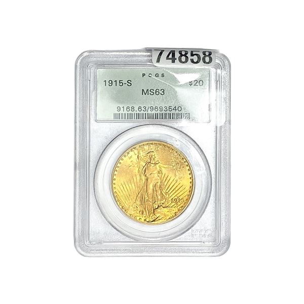 1915-S $20 Gold Double Eagle PCGS MS63