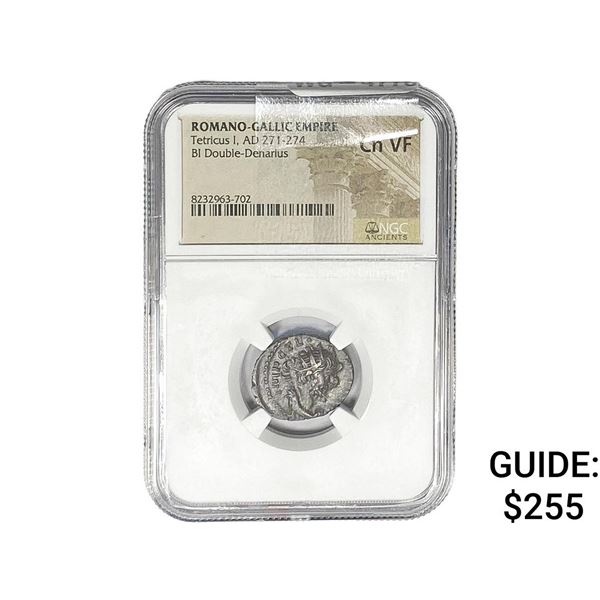 Romano-Gallic Tetricus I, AD 271-274 BI Dbl-Denarius NGC Ch VF