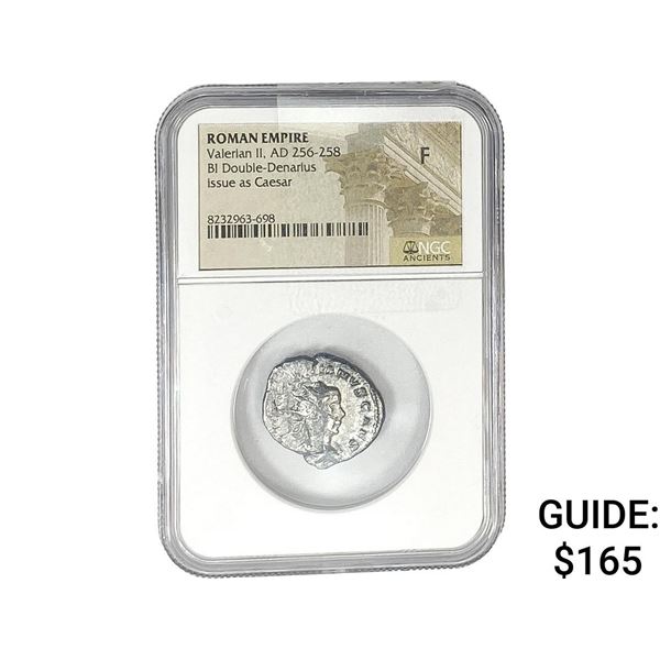 Roman Valerian II, AD 256-258 BI Dbl-Denarius NGC F