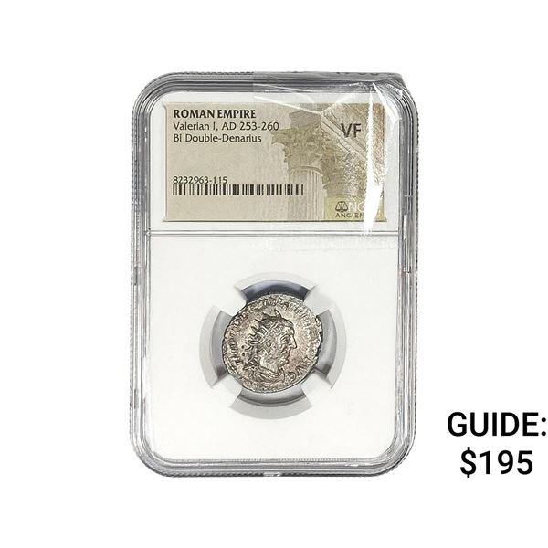 Roman Valerian I, AD 253-260 BI Dbl-Denarius NGC VF