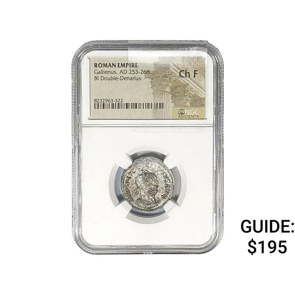 Roman Gallienus, AD 253-268 BI Dbl-Denarius NGC Ch F