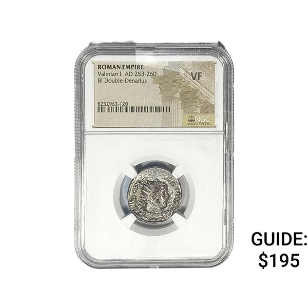Roman Valerian I, AD 253-260 BI Dbl-Denarius NGC VF