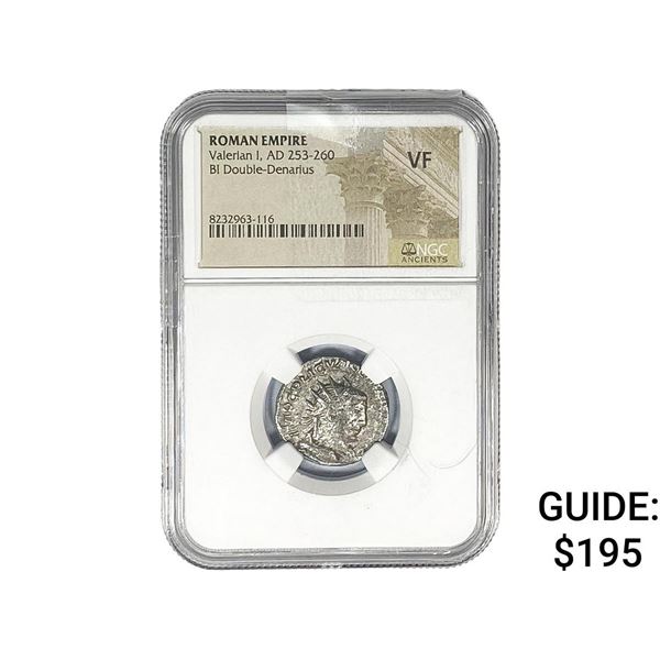 Roman Valerian I, AD 253-260 BI Dbl-Denarius NGC VF