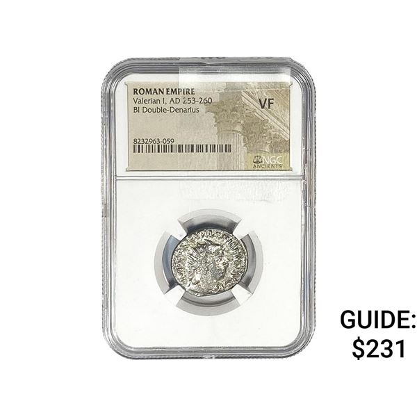 Roman Valerian I, AD 253-260 BI Dbl-Denarius NGC VF