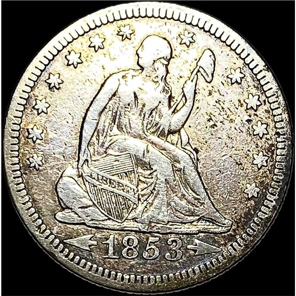 1853 Arrows/Rays Seated Liberty Quarter ABOUT  UNCIRCULATED