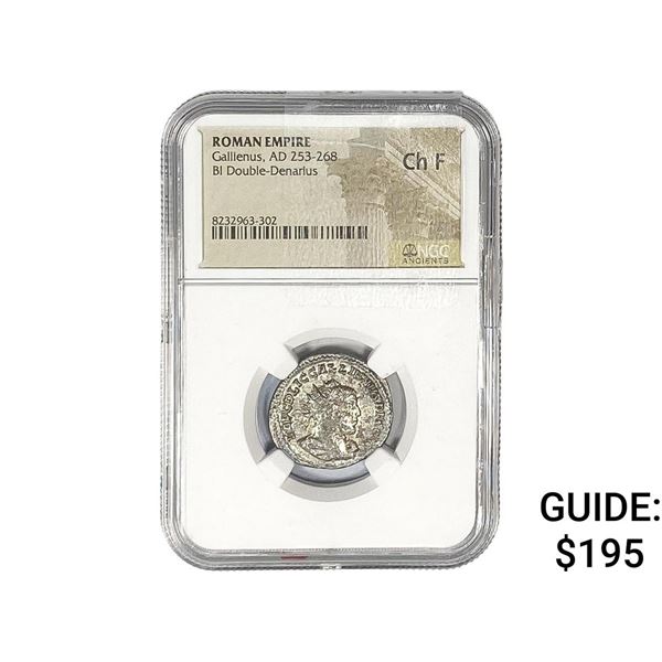 Roman Gallienus, AD 253-268 BI Dbl-Denarius NGC Ch F