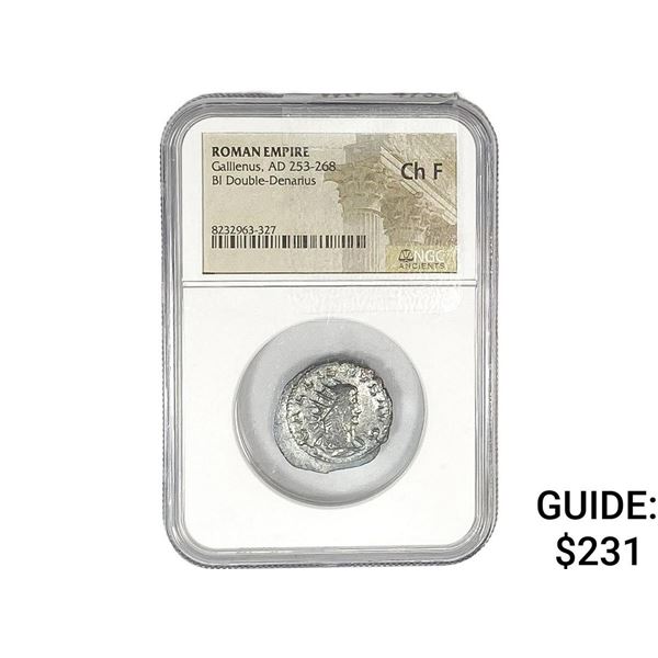 Roman Gallienus, AD 253-268 BI Dbl-Denarius NGC Ch F