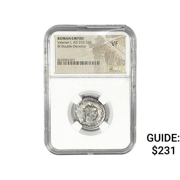 Roman Valerian I, AD 253-260 BI Dbl-Denarius NGC VF
