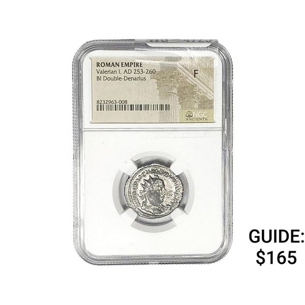 Roman Valerian I, AD 253-260 BI Dbl-Denarius NGC F