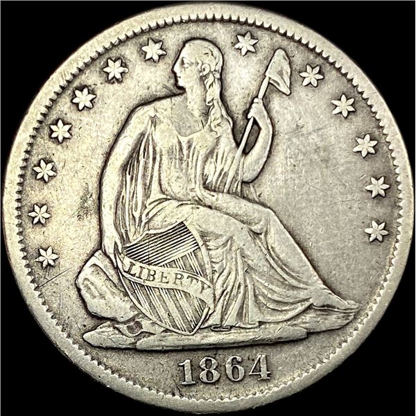 1864-S Seated Liberty Half Dollar NEARLY  UNCIRCULATED