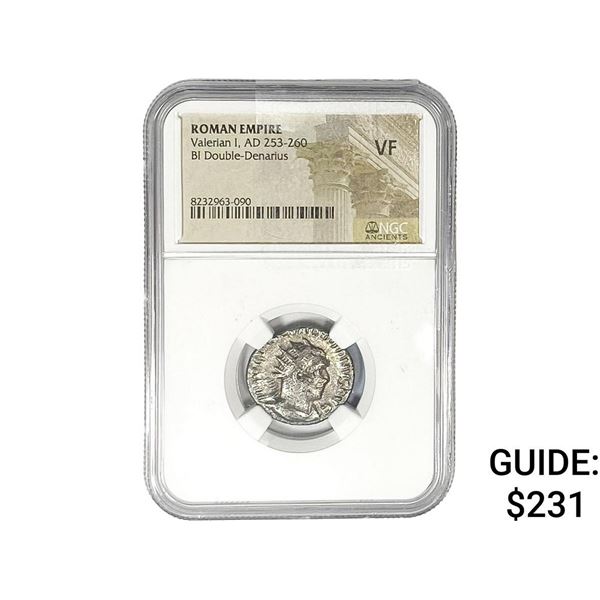 Roman Valerian I, AD 253-260 BI Dbl-Denarius NGC VF