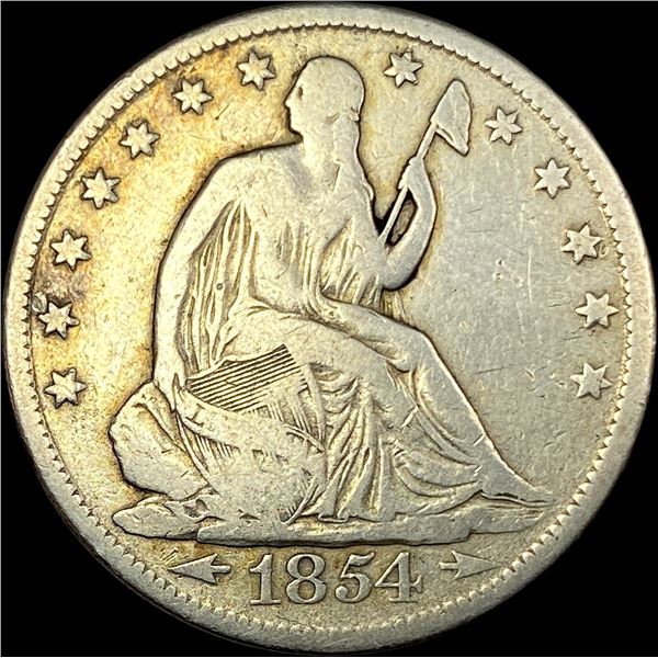 1854 Arrows Seated Liberty Half Dollar NICELY  CIRCULATED