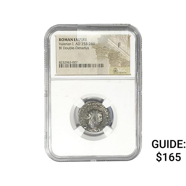 Roman Valerian I, AD 253-260 BI Dbl-Denarius NGC F