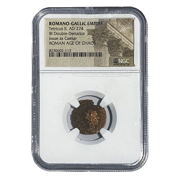 Romano-Gallic Tetricus II, AD 274 BI Dbl-Denarius NGC
