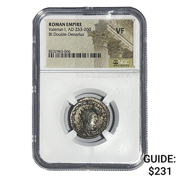 Roman Valerian I, AD 253-260 BI Dbl-Denarius NGC VF