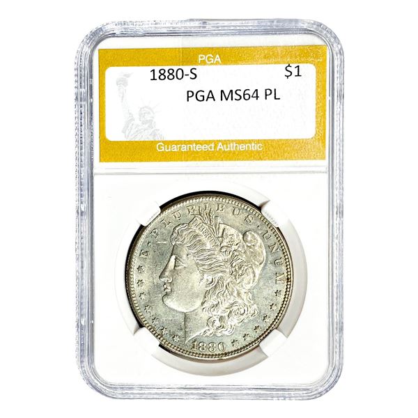 1880-S Morgan Silver Dollar PGA MS64 PL
