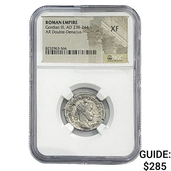 Roman Gordian III, AD 238-244 AR Dbl-Denarius NGC XF