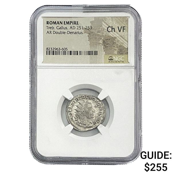 Roman Treb.Gallus, AD 251-253 AR Dbl-Denarius NGC Ch VF
