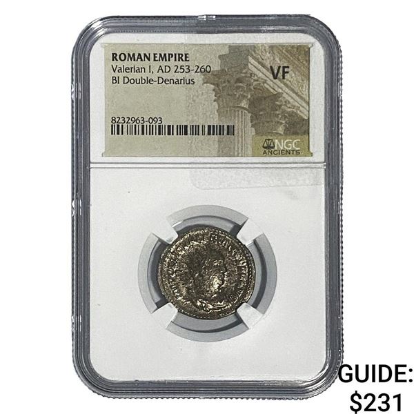 Roman Valerian I, AD 253-260 BI Dbl-Denarius NGC VF