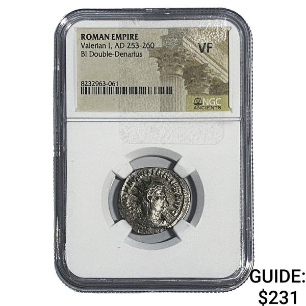 Roman Valerian I, AD 253-260 BI Dbl-Denarius NGC VF