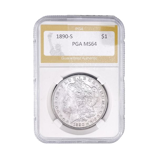 1890-S Morgan Silver Dollar PGA MS64