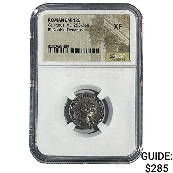 Roman Gallienus, AD 253-268 BI Dbl-Denarius NGC XF