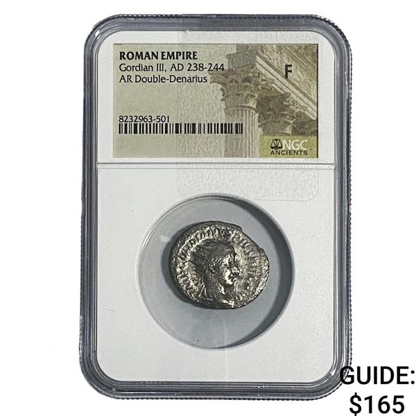 Roman Gordian III, AD 238-244 AR Dbl-Denarius NGC F