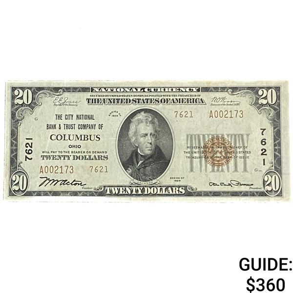 1929 $20 Columbus, OH -National Bank & Trust Co