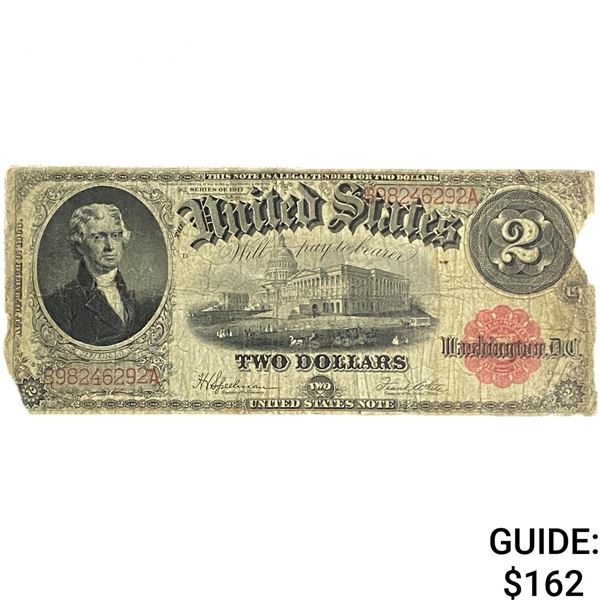 1917 $2 Jefferson Legal Tender Red Seal 17