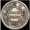 Image 2 : 1855 Braided Hair Half Cent CLOSELY  UNCIRCULATED
