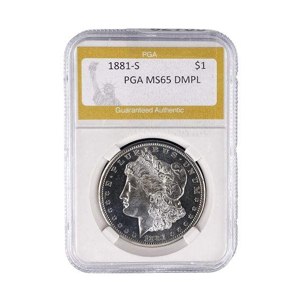 1881-S Morgan Silver Dollar PGA MS65 DMPL