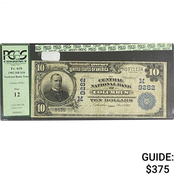 1902 $10 National Bank Of Columbus PCGS F 12