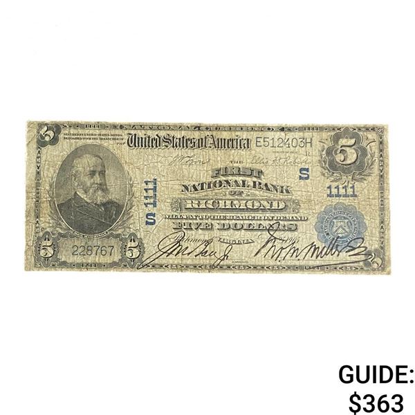 1902 $5 First National Bank Richmond 5