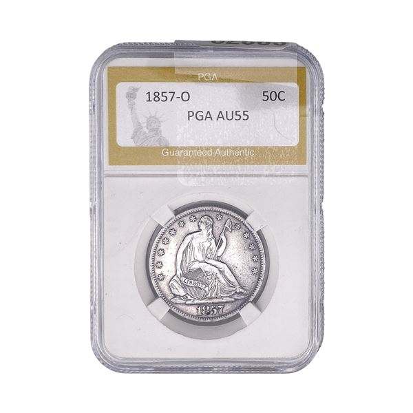 1857-O Seated Liberty Half Dollar PGA AU55