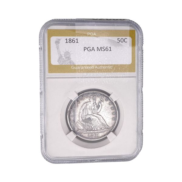 1861 Seated Liberty Half Dollar PGA MS61