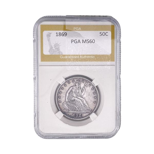 1869 Seated Liberty Half Dollar PGA MS60
