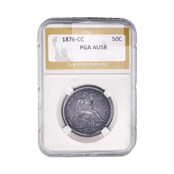 1876-CC Seated Liberty Half Dollar PGA AU58