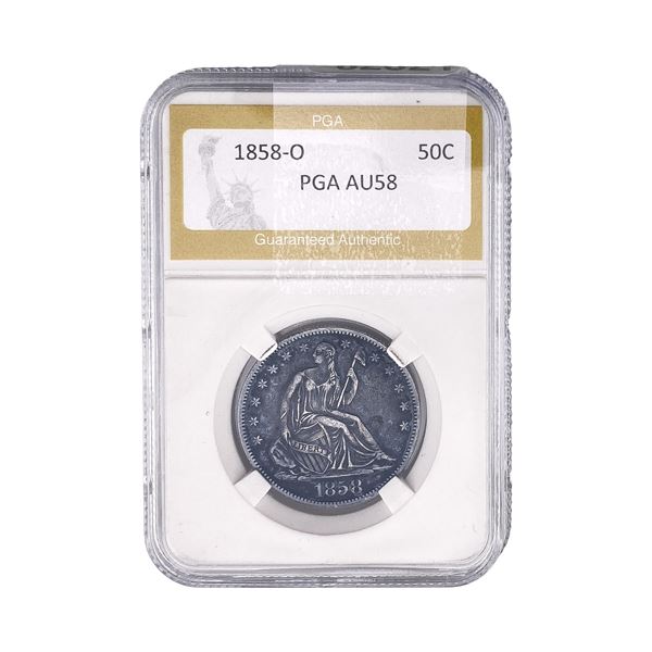 1858-O Seated Liberty Half Dollar PGA AU58