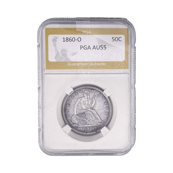 1860-O Seated Liberty Half Dollar PGA AU55