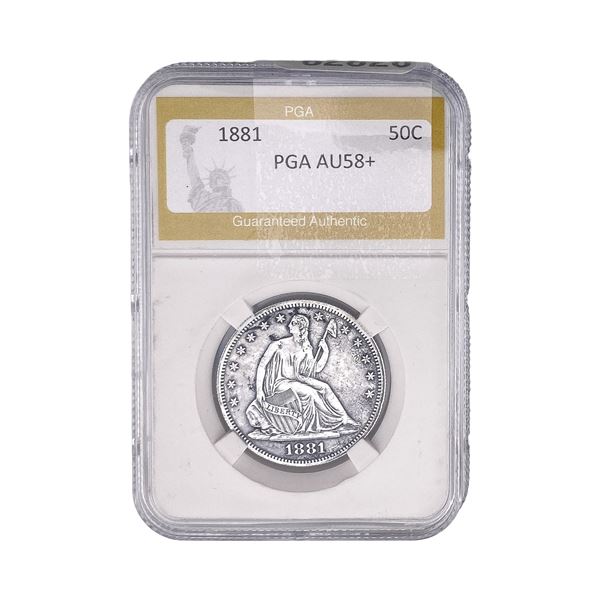 1881 Seated Liberty Half Dollar PGA AU58+