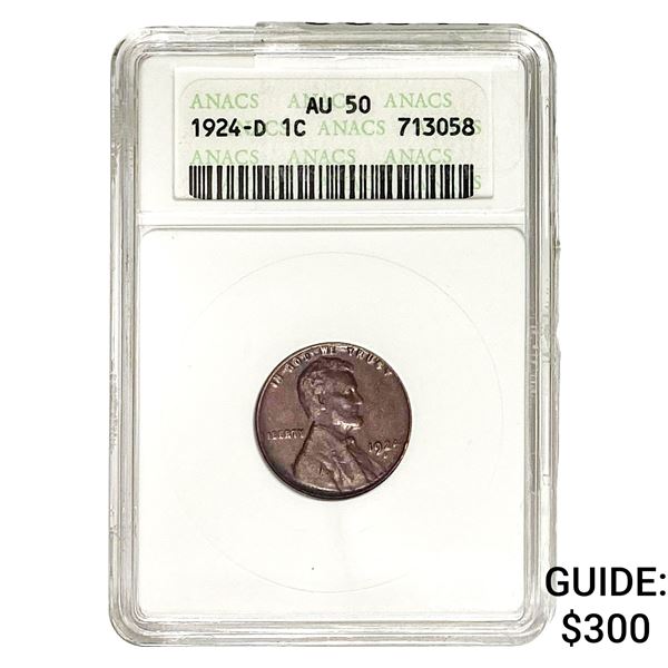 1924-D Wheat Cent ANACS AU50