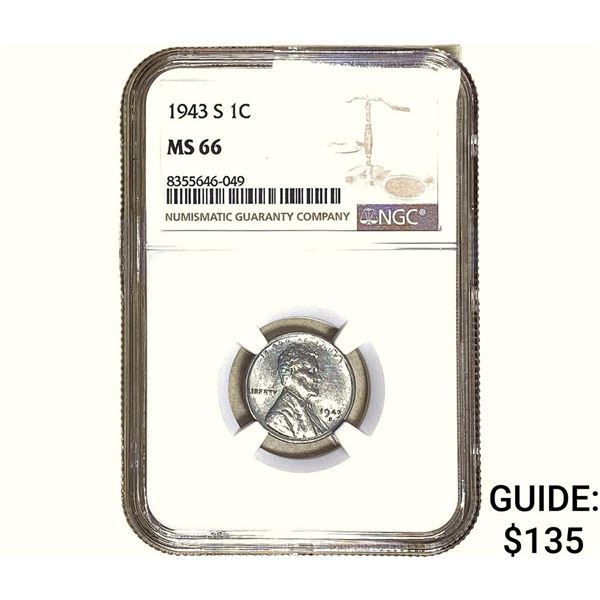 1943-S Wheat Cent NGC MS66