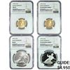 Image 1 : [4 Coins]1997 Jackie Robinson Silver Dollar&Gold$5 NGC PF/MS69 Ultra Cameo