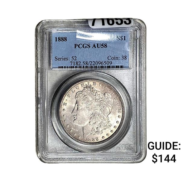 1888 Morgan Silver Dollar PCGS AU58