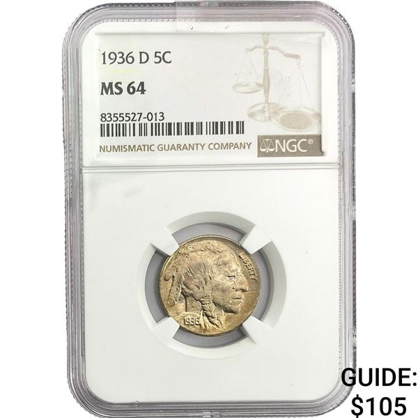 1936-D Buffalo Nickel NGC MS64