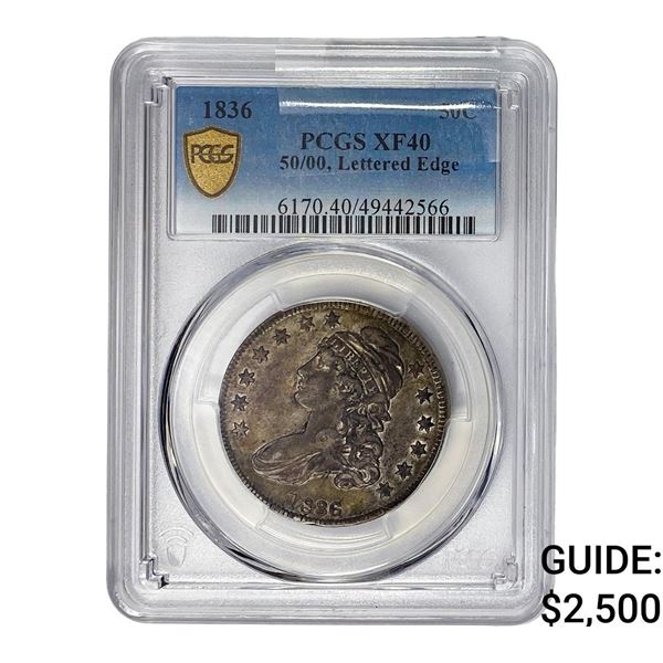 1836 Capped Bust Half Dollar PCGS XF40 50/00